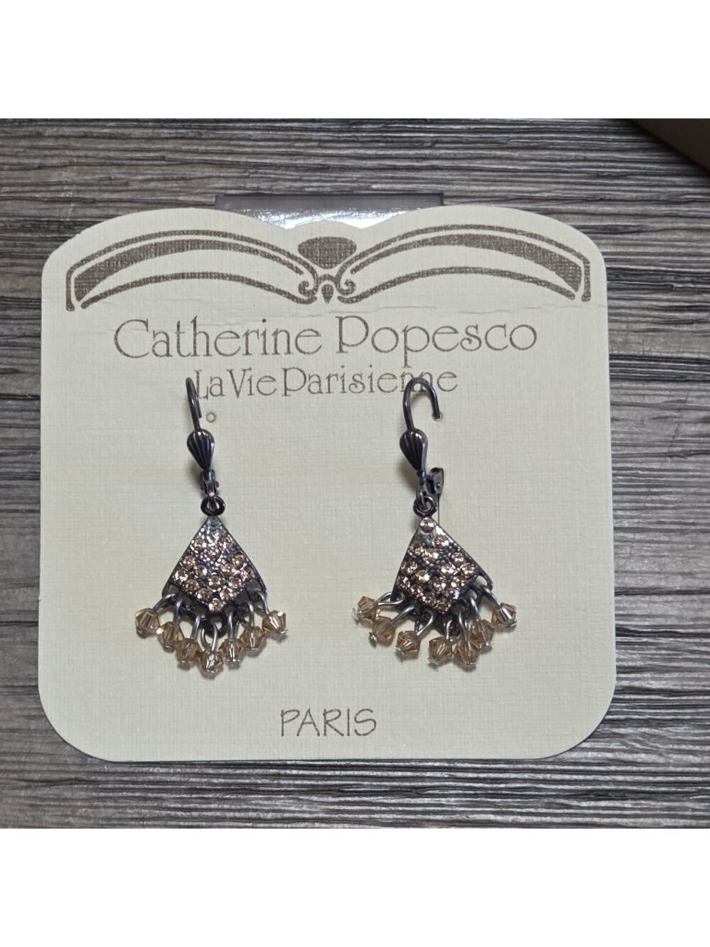 Catherine Popesco La Vie Parisienne Earrings Swarovski Crystal Silver Tone